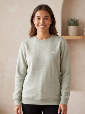 NWT K-Swiss Sage Green Embossed Chevron Scuba Crewneck Sweatshirt Pullover Mediu